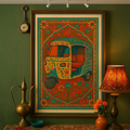 Rickshaw Art Frame, Floral South Asian Wall Decor