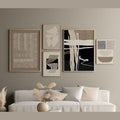Living room with abstract art on the wall 